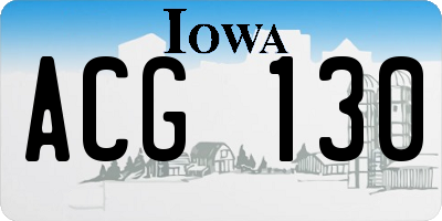 IA license plate ACG130