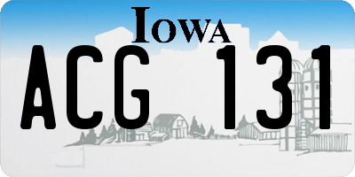 IA license plate ACG131