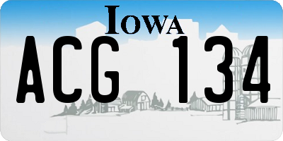 IA license plate ACG134