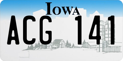 IA license plate ACG141