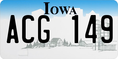 IA license plate ACG149