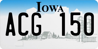 IA license plate ACG150