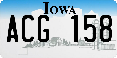IA license plate ACG158