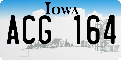 IA license plate ACG164