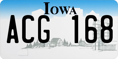 IA license plate ACG168
