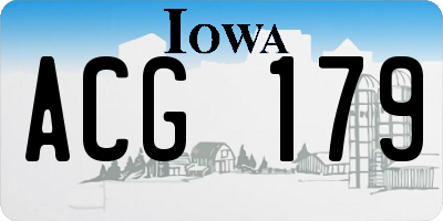 IA license plate ACG179