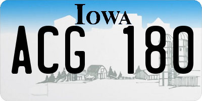IA license plate ACG180