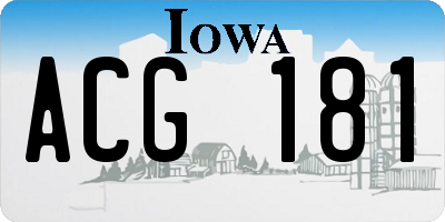 IA license plate ACG181