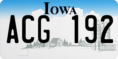 IA license plate ACG192