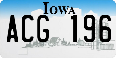 IA license plate ACG196