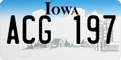 IA license plate ACG197