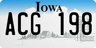 IA license plate ACG198