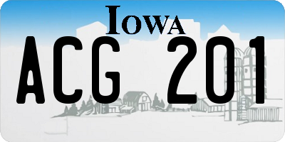 IA license plate ACG201
