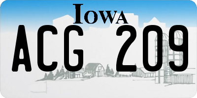 IA license plate ACG209