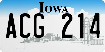 IA license plate ACG214