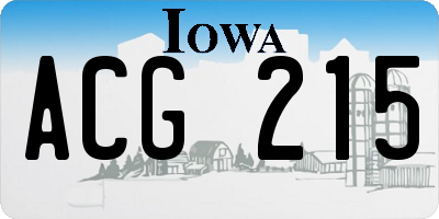 IA license plate ACG215