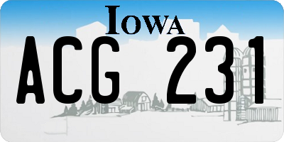 IA license plate ACG231