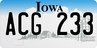 IA license plate ACG233