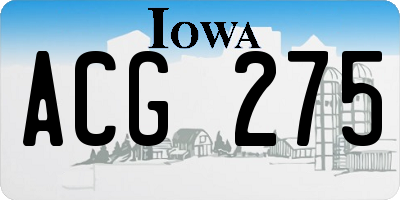 IA license plate ACG275