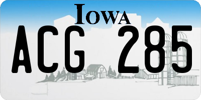 IA license plate ACG285