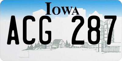 IA license plate ACG287