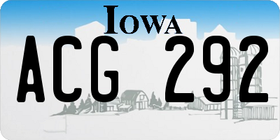 IA license plate ACG292