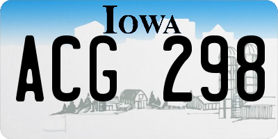 IA license plate ACG298