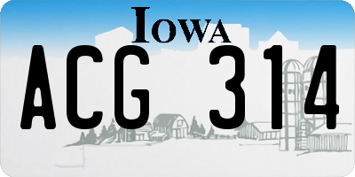 IA license plate ACG314