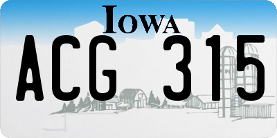 IA license plate ACG315