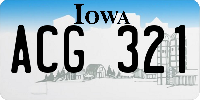 IA license plate ACG321