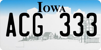IA license plate ACG333