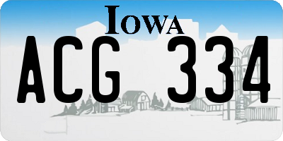 IA license plate ACG334