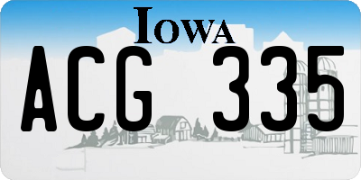 IA license plate ACG335