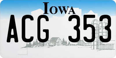 IA license plate ACG353