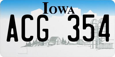 IA license plate ACG354