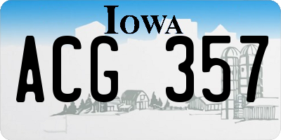 IA license plate ACG357