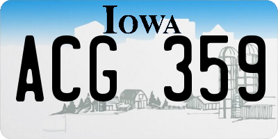 IA license plate ACG359