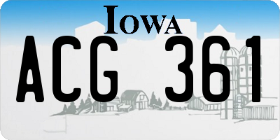 IA license plate ACG361