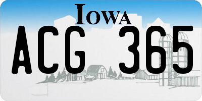 IA license plate ACG365
