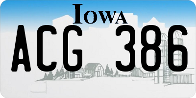 IA license plate ACG386