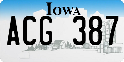 IA license plate ACG387