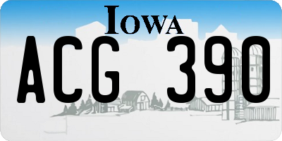 IA license plate ACG390