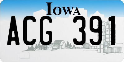 IA license plate ACG391