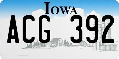 IA license plate ACG392