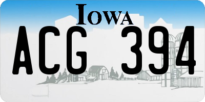 IA license plate ACG394
