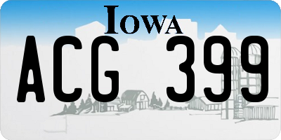 IA license plate ACG399