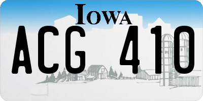IA license plate ACG410