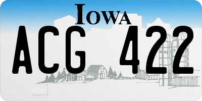 IA license plate ACG422