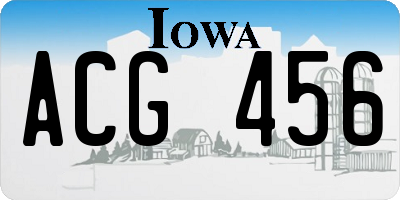 IA license plate ACG456