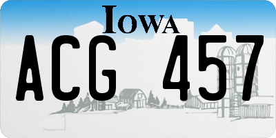 IA license plate ACG457